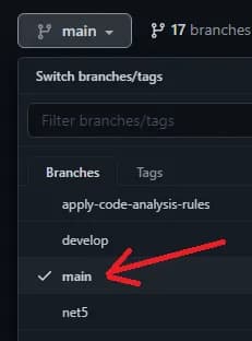 Use the main branch
